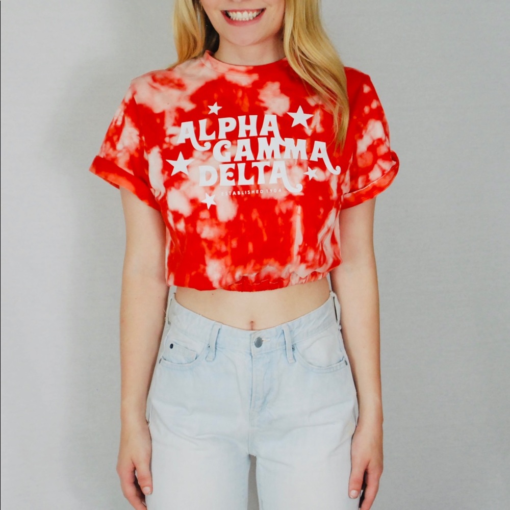 Alpha Gamma Delta Crop Tie dye tee